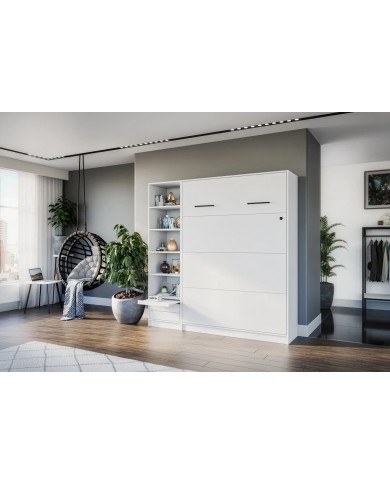 Lit escamotable vertical 120×200 cm avec LED & rangement
