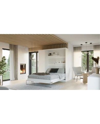 Lit escamotable vertical 120×200 cm avec LED & rangement