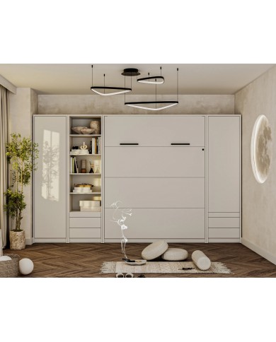 Lit escamotable vertical 120×200 cm avec LED & rangement