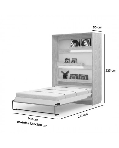 Lit escamotable vertical 120×200 cm chêne huilé DELUXE | Mobili & Co