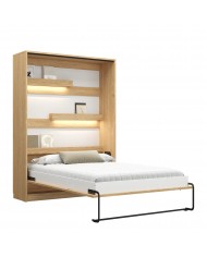 Lit escamotable vertical 120×200 cm chêne huilé DELUXE | Mobili & Co