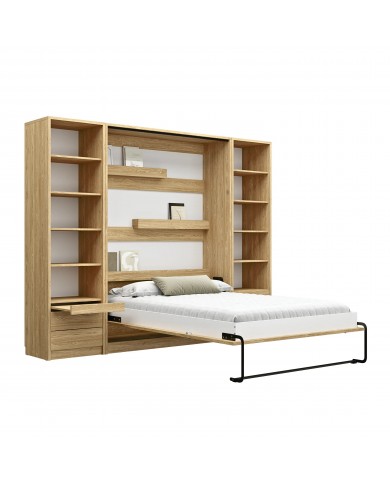 Lit escamotable vertical 120×200 cm chêne huilé DELUXE | Mobili & Co