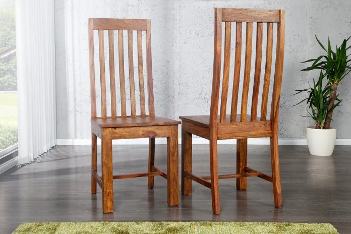 Chaise de Salle à Manger à Dossier Haut en Bois de Sheesham Massif Maka™