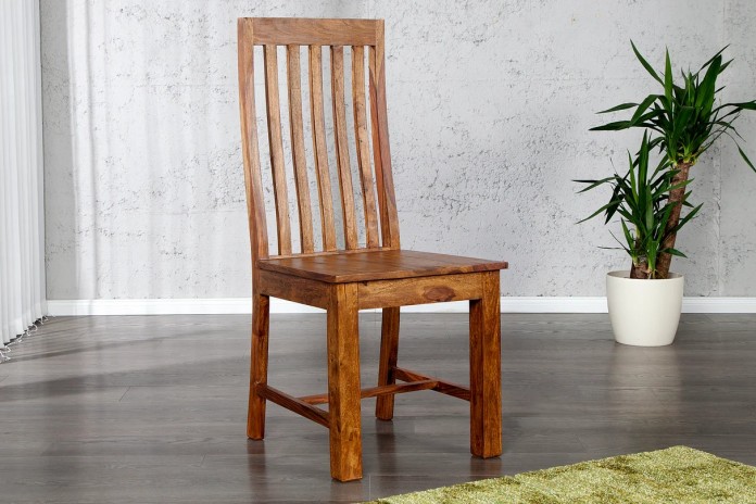 Chaise de Salle à Manger à Dossier Haut en Bois de Sheesham Massif Maka™