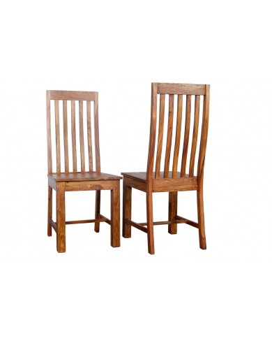 Chaise de Salle à Manger à Dossier Haut en Bois de Sheesham Massif Maka™
