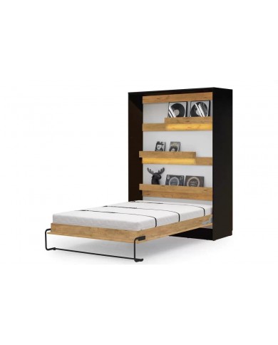 Lit escamotable vertical 120×200 chêne lancelot & noir DELUXE | Mobili & Co