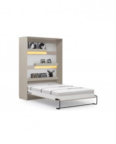 Lit escamotable vertical 160×200 cm taupe DELUXE | Mobili & Co