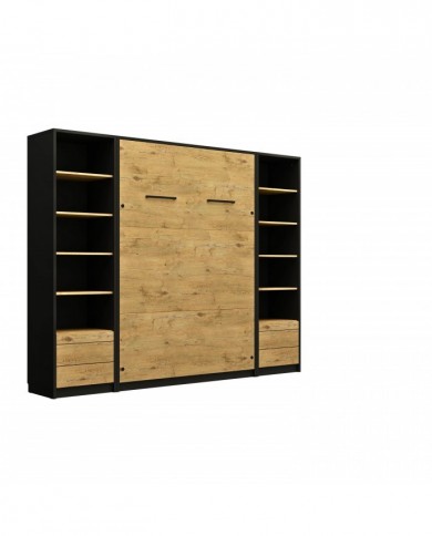 Lit escamotable vertical 160×200 chêne & noir | DELUXE Mobili & Co
