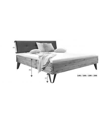 Lit Chêne Sauvage Massif et Métal Lithium 140-200cm | Mobili & Co