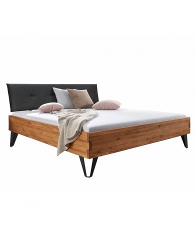 Lit Chêne Sauvage Massif et Métal Lithium 140-200cm | Mobili & Co