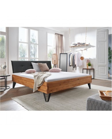 Lit Chêne Sauvage Massif et Métal Lithium 140-200cm | Mobili & Co