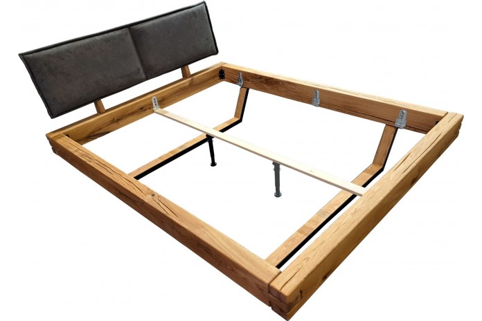 Lit Monumental Chêne Sauvage Massif & Métal Titan Pure | Mobili & Co