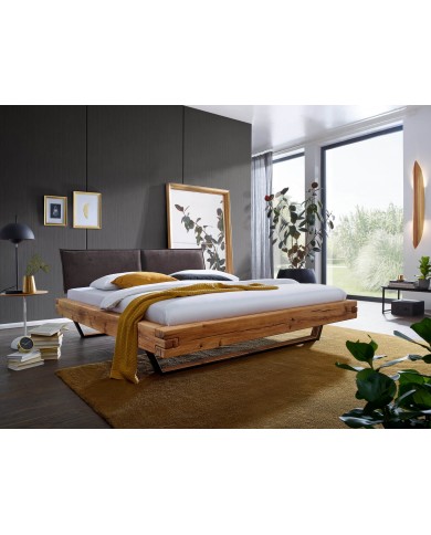 Lit Monumental Chêne Sauvage Massif & Métal Titan Pure | Mobili & Co