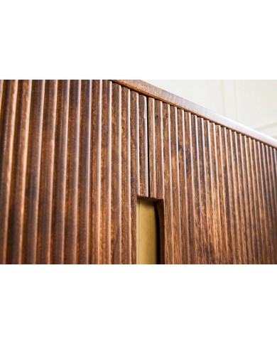 Buffet commode 4 portes 160 cm plateau et corps en bois de manguier doré BELMOND