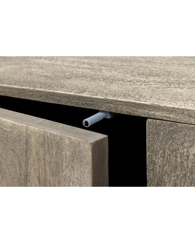 Commode 4 portes 170 cm avec reliefs 3D en bois de manguier gris fumé Neoforma