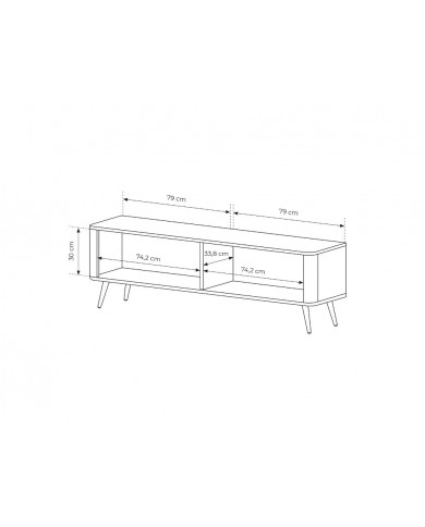 Meuble TV 1 porte 163 cm Design Sculptural & Chic Moderne ALVORA GOLD BLACK