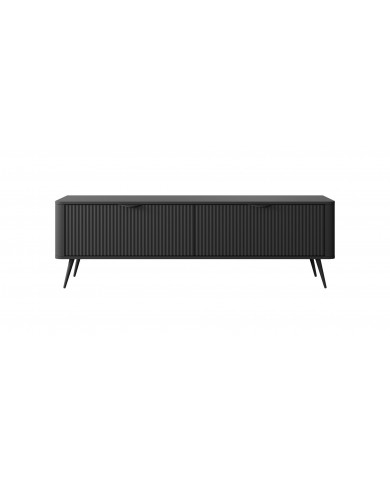 Meuble TV 1 porte 163 cm Design Sculptural & Chic Moderne ALVORA GOLD BLACK