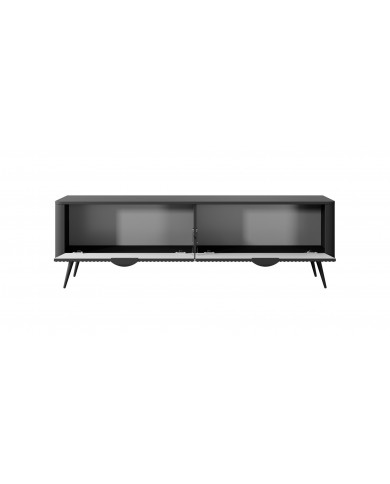 Meuble TV 1 porte 163 cm Design Sculptural & Chic Moderne ALVORA GOLD BLACK