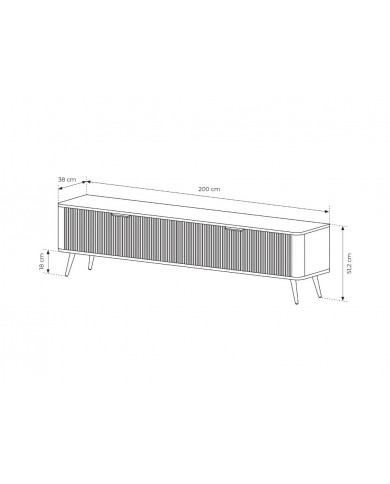Meuble TV 1 porte 200 cm Design Sculptural & Chic Moderne sable du desert ALVORA GOLD