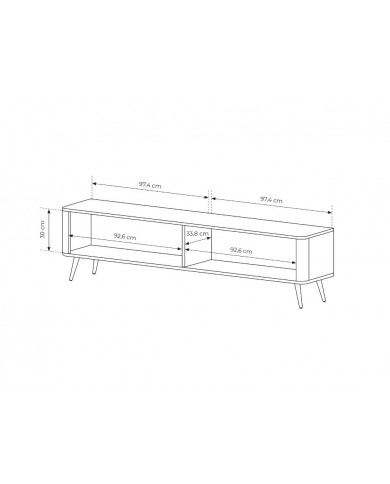 Meuble TV 1 porte 200 cm Design Sculptural & Chic Moderne sable du desert ALVORA GOLD