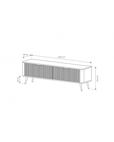 Meuble TV 1 porte 163 cm Design Sculptural & Chic Moderne sable du désert ALVORA GOLD