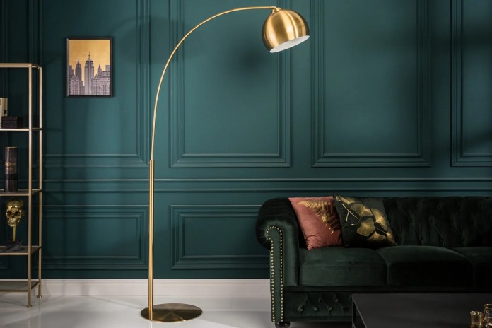 Lampadaire Arc Doré Base Marbre 205 cm Big Bow