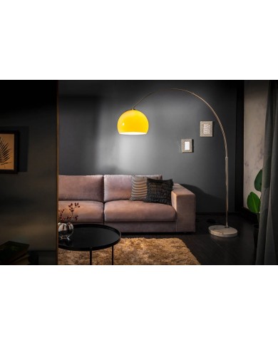 Lampadaire ajustable orange & chrome base en marbre blanc 175-205 cm Big Bow