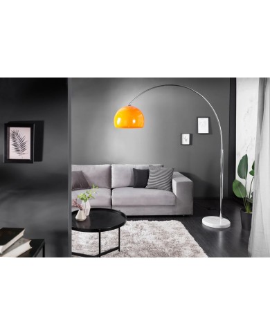 Lampadaire ajustable orange & chrome base en marbre blanc 175-205 cm Big Bow