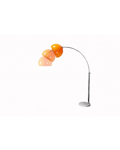 Lampadaire ajustable orange & chrome base en marbre blanc 175-205 cm Big Bow