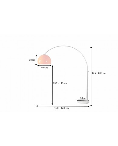 Lampadaire ajustable orange & chrome base en marbre blanc 175-205 cm Big Bow