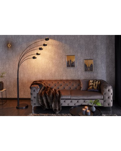 Lampadaire avec 5 branches orientables noir & or base en marbre 205 cm Five lights