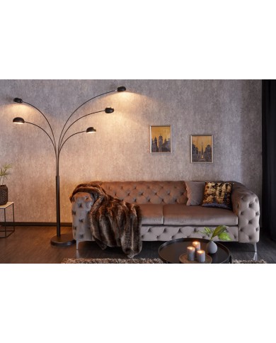 Lampadaire avec 5 branches orientables noir & or base en marbre 205 cm Five lights