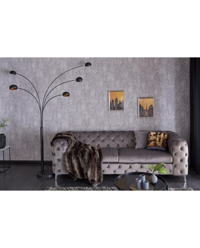 Lampadaire avec 5 branches orientables noir & or base en marbre 205 cm Five lights