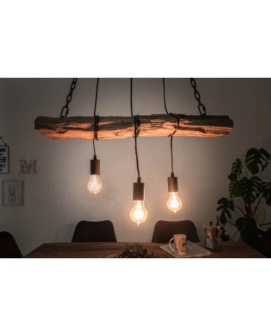 Suspension Industrielle Bois Recyclé & Métal BARRACUDA 73cm