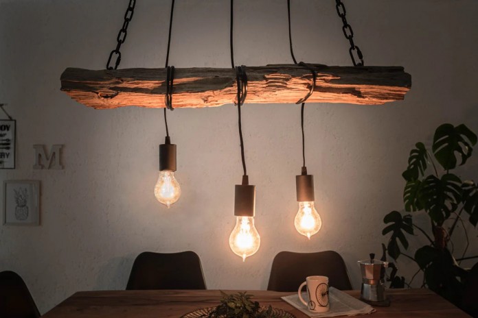 Suspension Industrielle Bois Recyclé & Métal BARRACUDA 73cm