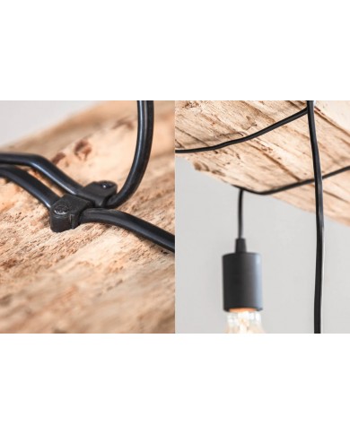 Suspension Industrielle Bois Recyclé & Métal BARRACUDA 73cm