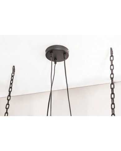 Suspension Industrielle Bois Recyclé & Métal BARRACUDA 73cm