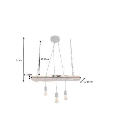 Suspension Industrielle Bois Recyclé & Métal BARRACUDA 73cm