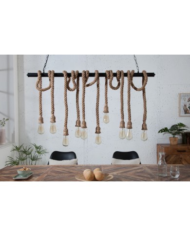Suspension Design 10 Ampoules Corde & Métal CORDELIA 120cm