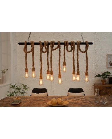 Suspension Design 10 Ampoules Corde & Métal CORDELIA 120cm