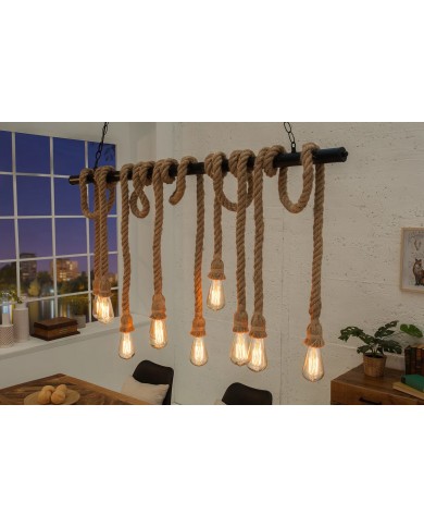 Suspension Design 10 Ampoules Corde & Métal CORDELIA 120cm