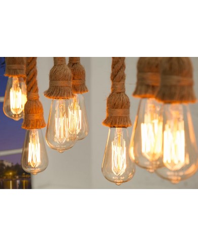 Suspension Design 10 Ampoules Corde & Métal CORDELIA 120cm