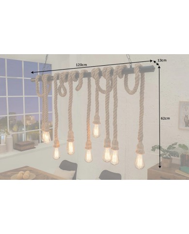 Suspension Design 10 Ampoules Corde & Métal CORDELIA 120cm