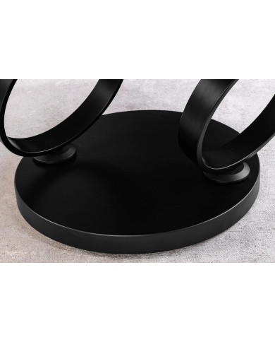 Table Basse Plateau Céramique Pivotant Effet Marbre Blanc pieds en métal noir DANCING 80–135 cm –