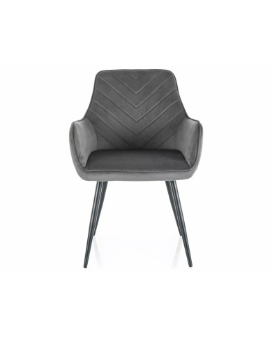 Chaise rembourrée en velours avec pieds en métal Figue
