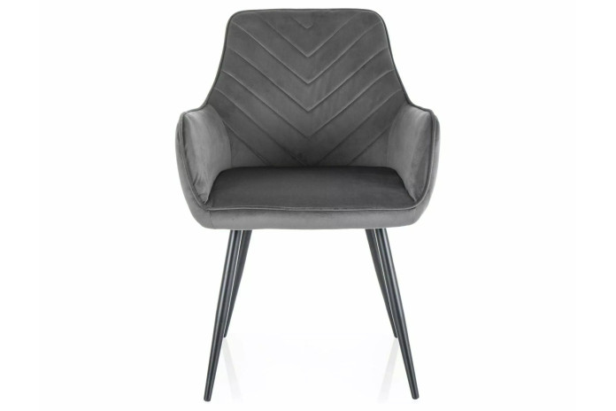 Chaise rembourrée en velours avec pieds en métal Figue