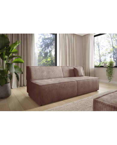 Canapé droit convertible couchage de 140x200 cm coffre 202 cm Soria
