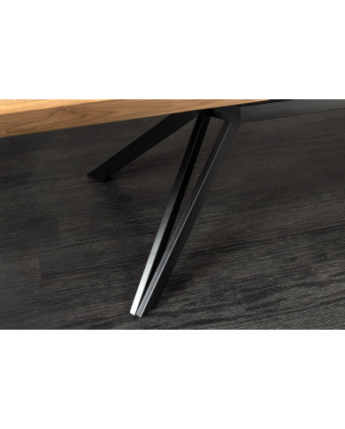 Table 12-14 couverts extensible TINA – aspect chêne naturel & métal noir  Jusqu’à 320 cm de longueur –