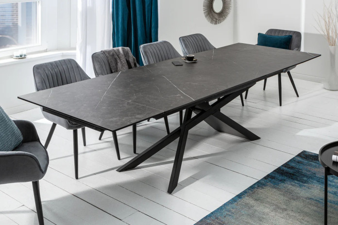 Table Extensible Céramique Gris Marbré EUPHORIA 180-260cm