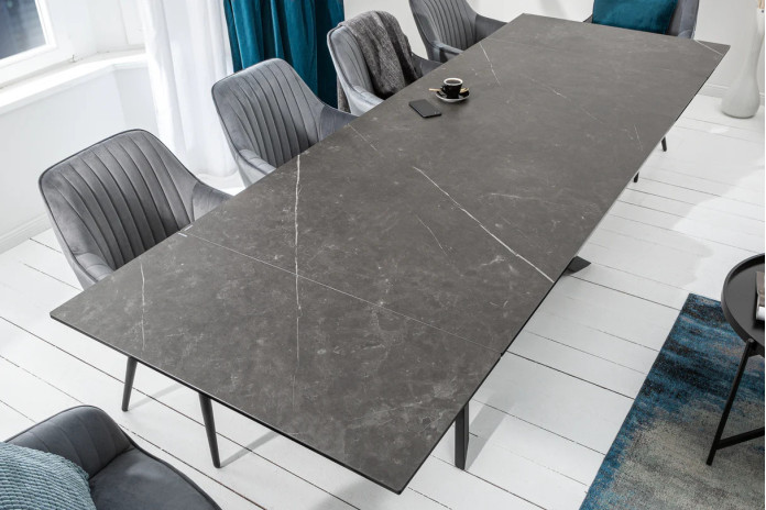 Table Extensible Céramique Gris Marbré EUPHORIA 180-260cm